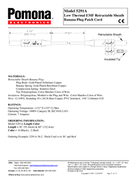 Thumbnail of document Data Sheet - 5291A Low Thermal EMF Retractable Sheath Banana Plug Patch Cord